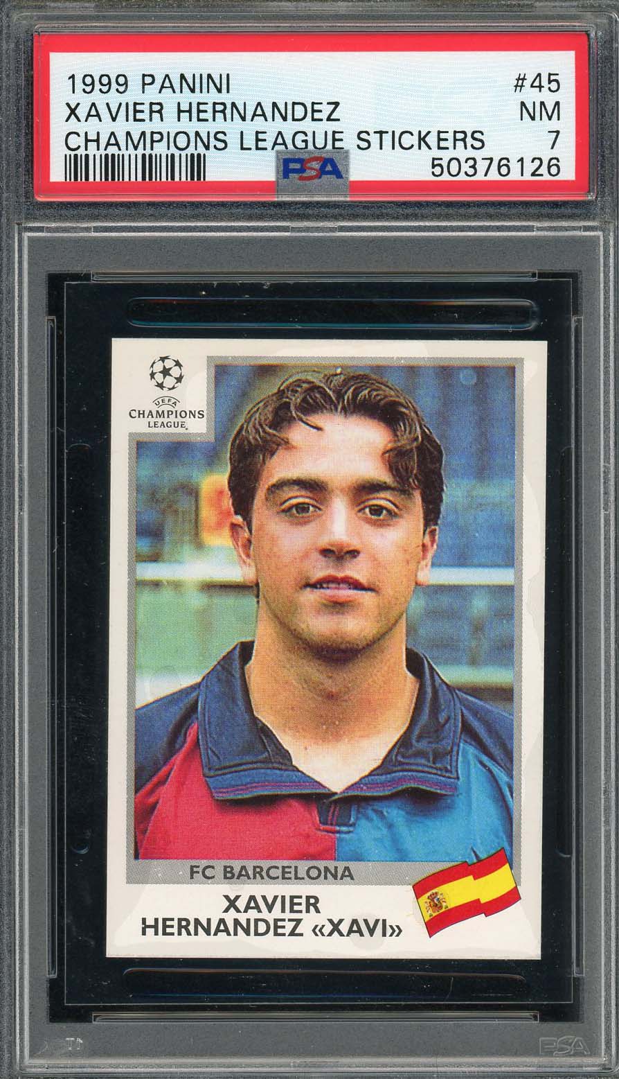Xavier Hernandez 1999 Panini Champions League Rookie Stickers Card #45 PSA 7